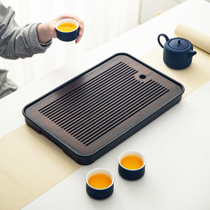 Бамбукова поднос за чай Домашно Съхранение във всекидневна Японски правоъгълни съдове за чай