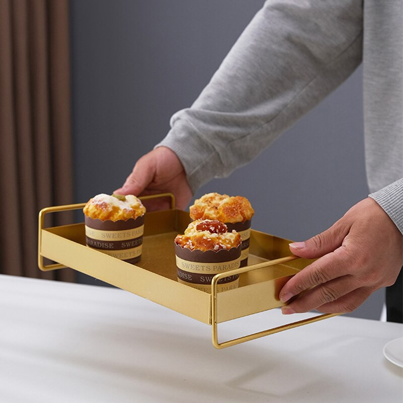 Nordic Style Ins Papuošalai Metalinis padėklas Geležinis meno laikiklis Stalinis kompiuteris Svetainė Kavos staliuko serviravimas Dekoravimas Kepimo dažų procesas