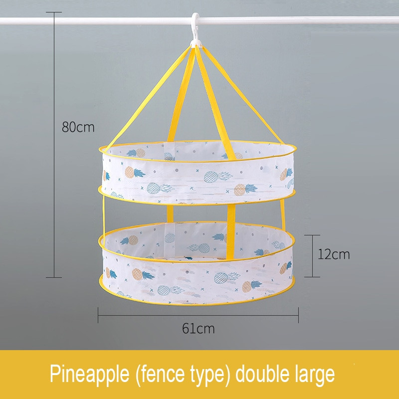 Ruhaszárító kosár Függő pulóver Hálós zseb Színes rajzfilm szárítóállvány Zokni szárítótáska Kétrétegű játékok Tárolókosár