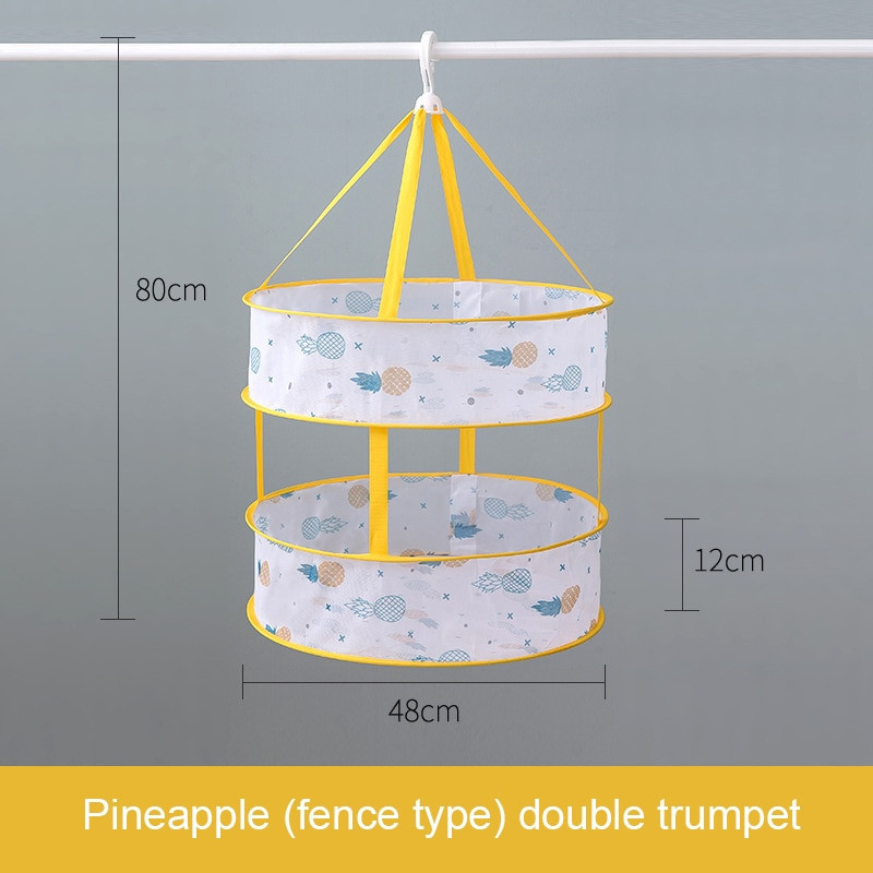 Ruhaszárító kosár Függő pulóver Hálós zseb Színes rajzfilm szárítóállvány Zokni szárítótáska Kétrétegű játékok Tárolókosár