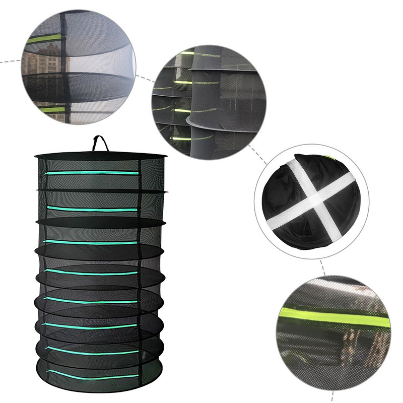 Suport de plasă suspendat, pliabil, multifuncțional, plasă de uscare a plantelor, coș suspendat, suport uscat, geantă, uscător de plasă pentru ierburi, flori, plante, muguri