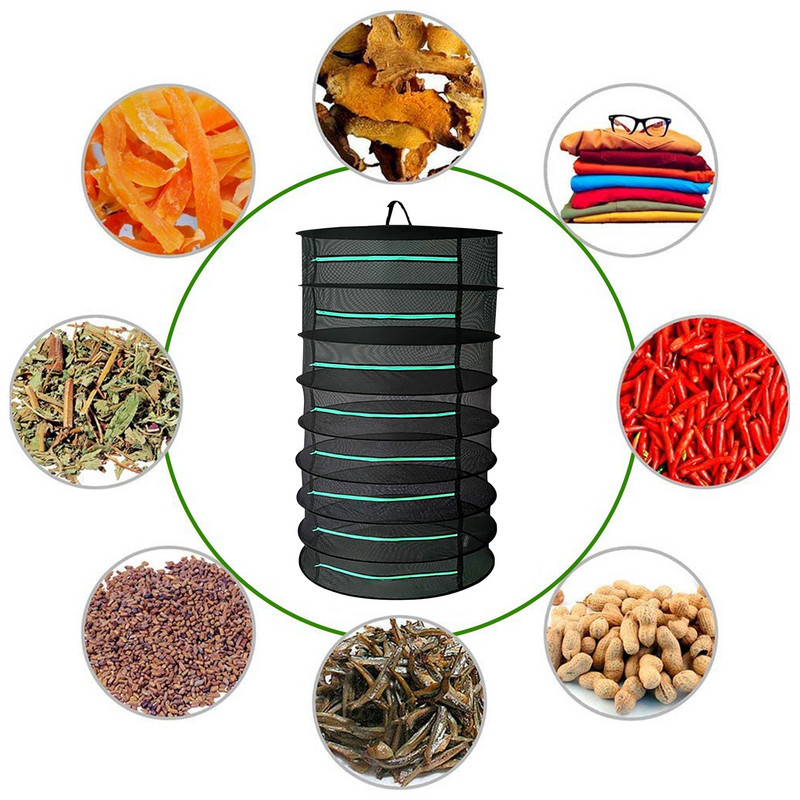 Suport de plasă suspendat, pliabil, multifuncțional, plasă de uscare a plantelor, coș suspendat, suport uscat, geantă, uscător de plasă pentru ierburi, flori, plante, muguri