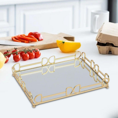 Tavă cu oglindă decorativă, tavă pentru ceai Tavă decorativă de lux Tavă pentru bijuterii pentru dressing bucătărie living Decor pentru tacâmuri