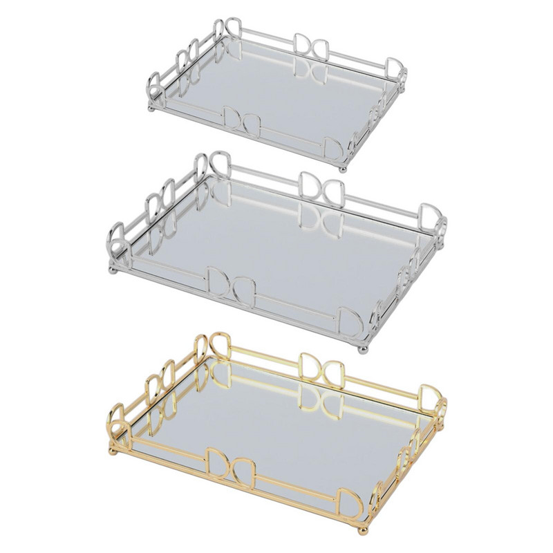 Tavă cu oglindă decorativă, tavă pentru ceai Tavă decorativă de lux Tavă pentru bijuterii pentru dressing bucătărie living Decor pentru tacâmuri