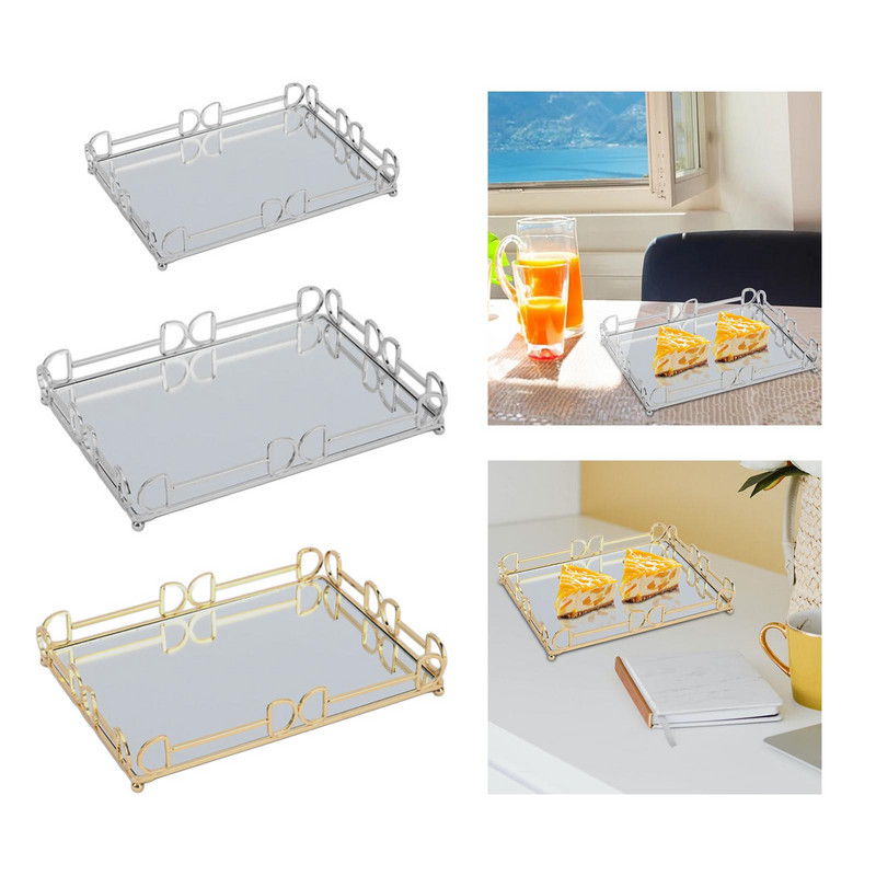 Tavă cu oglindă decorativă, tavă pentru ceai Tavă decorativă de lux Tavă pentru bijuterii pentru dressing bucătărie living Decor pentru tacâmuri