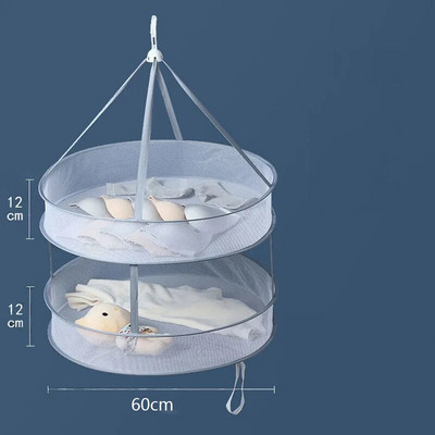 Szürke színű ruhaszárító háló otthoni akasztó fehérnemű pulóver szárító kosár szélálló melltartó zokni szárító háló poliészter kettős réteg