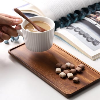 Нова дървена тава за чай Акациева овална/правоъгълна/неправилна дървена чиния за чай Сервиране на маса Чиния Закуски Съхранение на храна Тава за сервиране