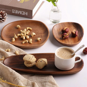 Нова дървена тава за чай Акациева овална/правоъгълна/неправилна дървена чиния за чай Сервиране на маса Чиния Закуски Съхранение на храна Тава за сервиране
