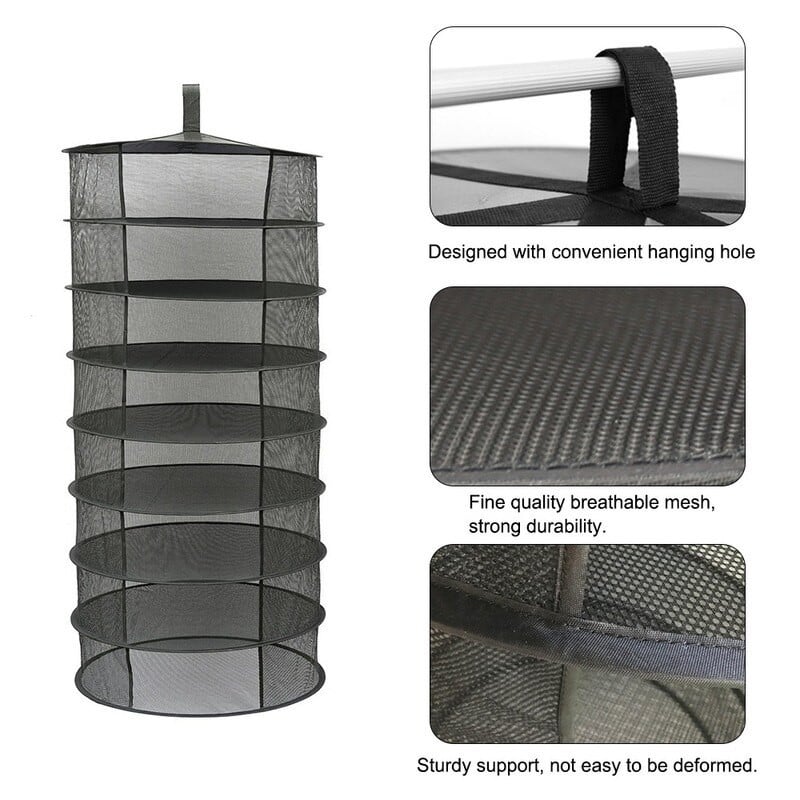 Žolelių džiovinimo tinklas 4/6/8 sluoksnių sulankstomas audinys Žvejybos tinklas Pakabinamas krepšelis Sausas stovo krepšys Tinklinis džiovintuvas žolelėms Gėlės Augalai Pumpurai