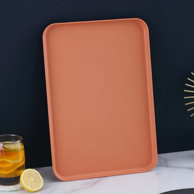 Prírodný štvorcový podnos z pšeničnej slamy 38x27cm, výrazný farebný podnos na príbory, servírovací podnos, odolný plochý podnos na kávu a čaj, držiak na servírovanie