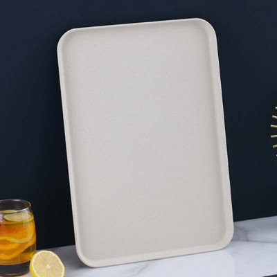 Prírodný štvorcový podnos z pšeničnej slamy 38x27cm, výrazný farebný podnos na príbory, servírovací podnos, odolný plochý podnos na kávu a čaj, držiak na servírovanie