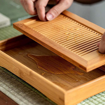 Китайски бамбуков набор от подноси за чай Съхранение на дренажна вода Дъска за чекмедже за чай Kung Fu Домакинска дъска за чай Чаена стая Маса за чай