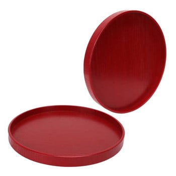 Подноси за чай Червена кръгла дървена чиния Подставка за прибори за хранене с плодове за кухня Домашен ресторант Пуер чай