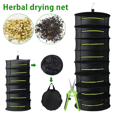 6/8 réteg Lógó Gyógynövény szárítóháló Összecsukható növény Virágok Zöldségek Hálós szárító állvány Hálókosarak Otthoni Kiegészítő Szerszám Olló