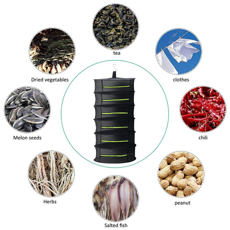6/8 réteg Lógó Gyógynövény szárítóháló Összecsukható növény Virágok Zöldségek Hálós szárító állvány Hálókosarak Otthoni Kiegészítő Szerszám Olló