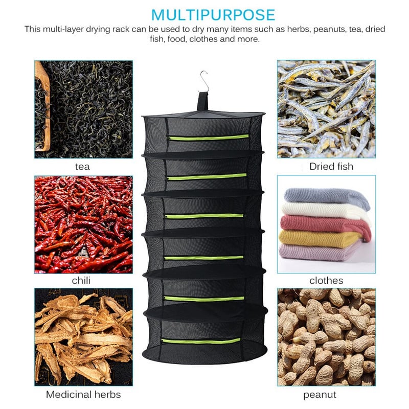 6/8 réteg Lógó Gyógynövény szárítóháló Összecsukható növény Virágok Zöldségek Hálós szárító állvány Hálókosarak Otthoni Kiegészítő Szerszám Olló