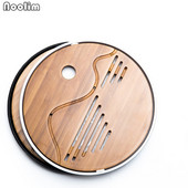 NOOLIM Kung Fu arbatos rinkinys Natūralaus medžio bambuko arbatos padėklas Stačiakampis Tradicinis bambuko arbatos kambario stalas Kinų arbatos kambario įrankiai