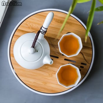 NOOLIM Kung Fu Чаен сервиз от естествено дърво Бамбукова поднос за чай Правоъгълна традиционна бамбукова табла за чайна маса Инструменти за китайска чайна
