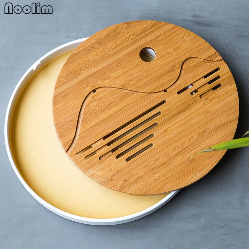 NOOLIM Kung Fu arbatos rinkinys Natūralaus medžio bambuko arbatos padėklas Stačiakampis Tradicinis bambuko arbatos kambario stalas Kinų arbatos kambario įrankiai