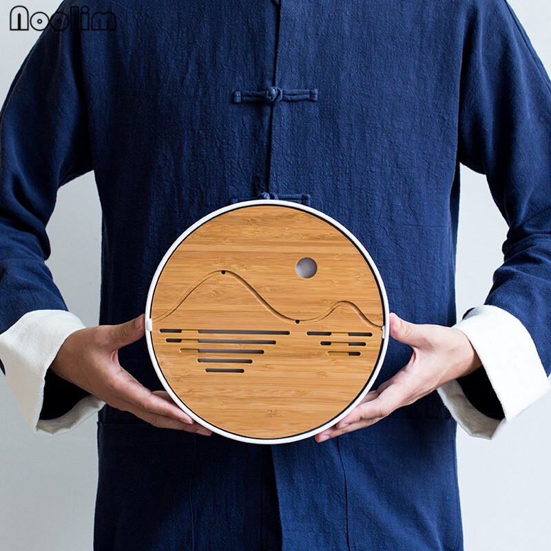 NOOLIM Kung Fu arbatos rinkinys Natūralaus medžio bambuko arbatos padėklas Stačiakampis Tradicinis bambuko arbatos kambario stalas Kinų arbatos kambario įrankiai