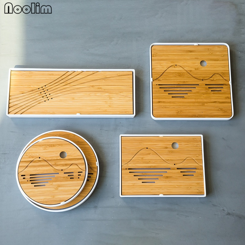 NOOLIM Kung Fu arbatos rinkinys Natūralaus medžio bambuko arbatos padėklas Stačiakampis Tradicinis bambuko arbatos kambario stalas Kinų arbatos kambario įrankiai