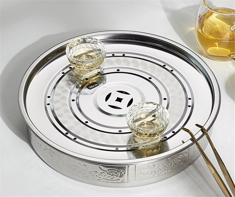 Nerūdijančio plieno arbatos padėklas Vandens nusausinimas Kung Fu apvalus arbatos lėkštės indas Stalčius Arbatos kambarys Lenta Stalas Kinietiškos arbatos įrankiai