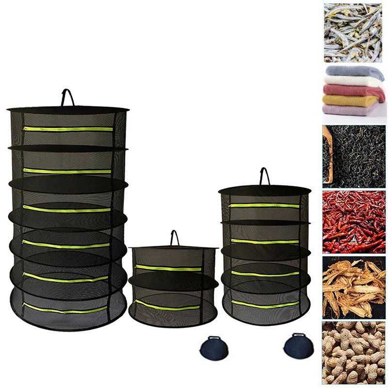 2/4/6 Slojeva Mrežasta mreža za sušenje bilja Sklopiva viseća torba za sušenje za pecanje Mreža s patentnim zatvaračem Za bilje Pupoljci Grah Tkanina Mreže za visilice