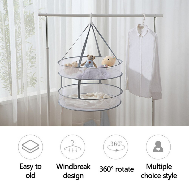 Kezdőlap Egy- és kétrétegű ruhaszárító háló Összecsukható szélálló ruhák kosár poliészter légáteresztő száraz zoknik szárító állvány