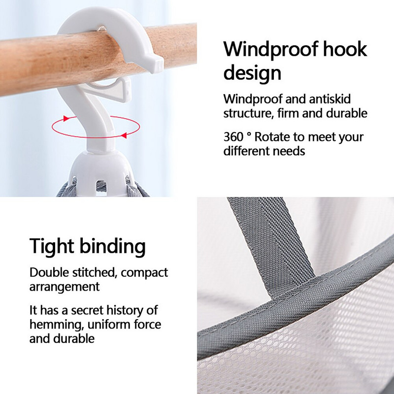 Kezdőlap Egy- és kétrétegű ruhaszárító háló Összecsukható szélálló ruhák kosár poliészter légáteresztő száraz zoknik szárító állvány