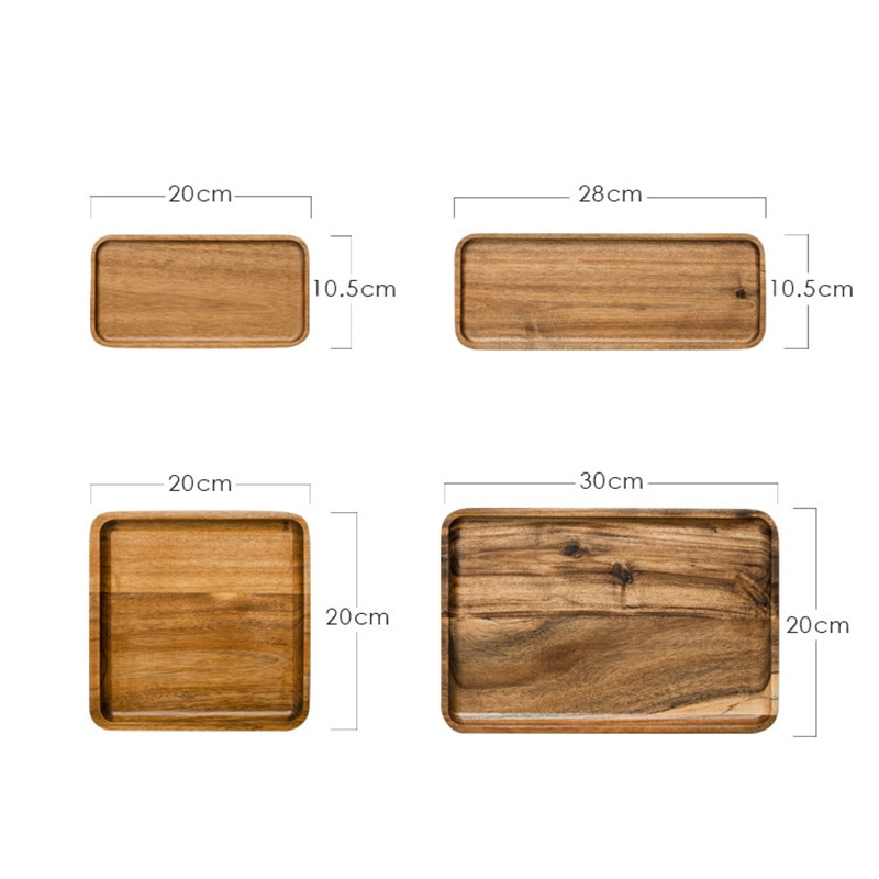Akacijos medienos stačiakampis medinis padėklas japoniško stiliaus buitinis serviravimo padėklas kepsnys vaisiai užkandžiai kavos lėkštės Maisto lėkštės ir padėklai