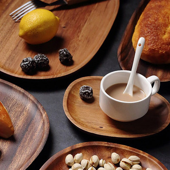 Дървена табла за чай Акациева овална/правоъгълна/неправилна дървена чиния за сервиране на маса Чиния Закуски Съхранение на храна Тава за сервиране