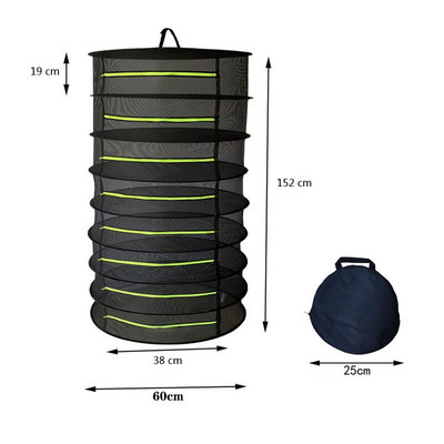 Átmérő 60cm 2/4/6/8 rétegű szárítóállvány fűszernövényekhez Halakaskos kosár Összecsukható szárítóállvány Gyógynövény szárító háló szárítótáska hálós virágok
