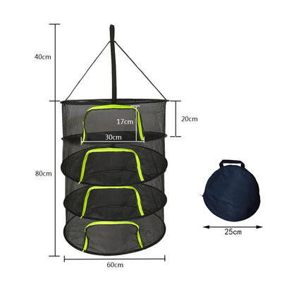 Átmérő 60cm 2/4/6/8 rétegű szárítóállvány fűszernövényekhez Halakaskos kosár Összecsukható szárítóállvány Gyógynövény szárító háló szárítótáska hálós virágok