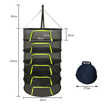 Átmérő 60cm 2/4/6/8 rétegű szárítóállvány fűszernövényekhez Halakaskos kosár Összecsukható szárítóállvány Gyógynövény szárító háló szárítótáska hálós virágok