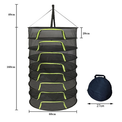 Átmérő 60cm 2/4/6/8 rétegű szárítóállvány fűszernövényekhez Halakaskos kosár Összecsukható szárítóállvány Gyógynövény szárító háló szárítótáska hálós virágok