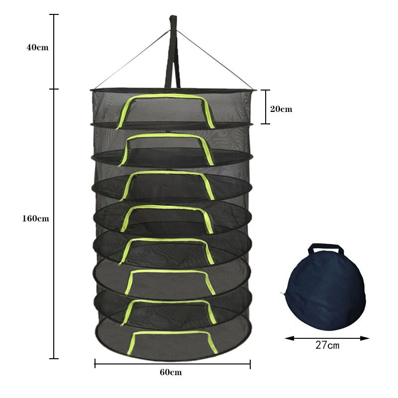 Átmérő 60cm 2/4/6/8 rétegű szárítóállvány fűszernövényekhez Halakaskos kosár Összecsukható szárítóállvány Gyógynövény szárító háló szárítótáska hálós virágok