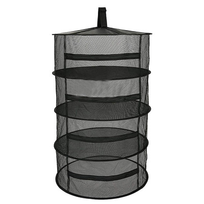 Gyógynövényszárító állvány 4 rétegű gyógynövényszárító akasztós állvány hálós fekete hálós Weed gyógynövény szárító állvány cipzárral magokhoz Gyógynövény bimbó