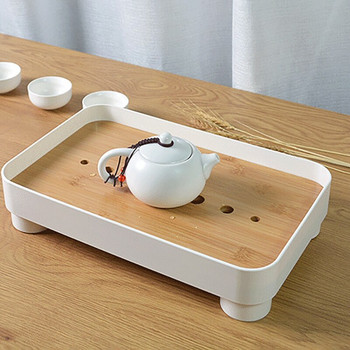 Мини бамбукова китайска поднос за чай Gongfu Кутия за маса със съхранение на вода Японска поднос за сервиране на чай Бамбукова маса за чай
