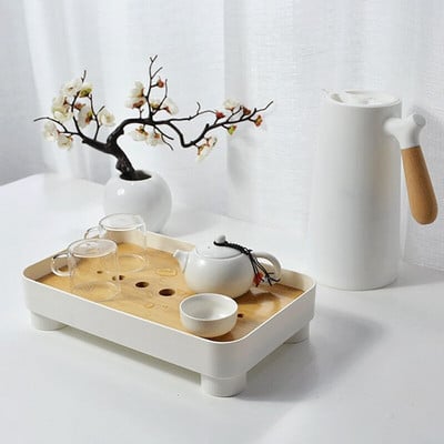 Mini bambukinio kiniško Gongfu arbatos padėklo stalo dėžutė su vandens laikymu japoniškos arbatos serviravimo padėklu Bambuko arbatos stalas