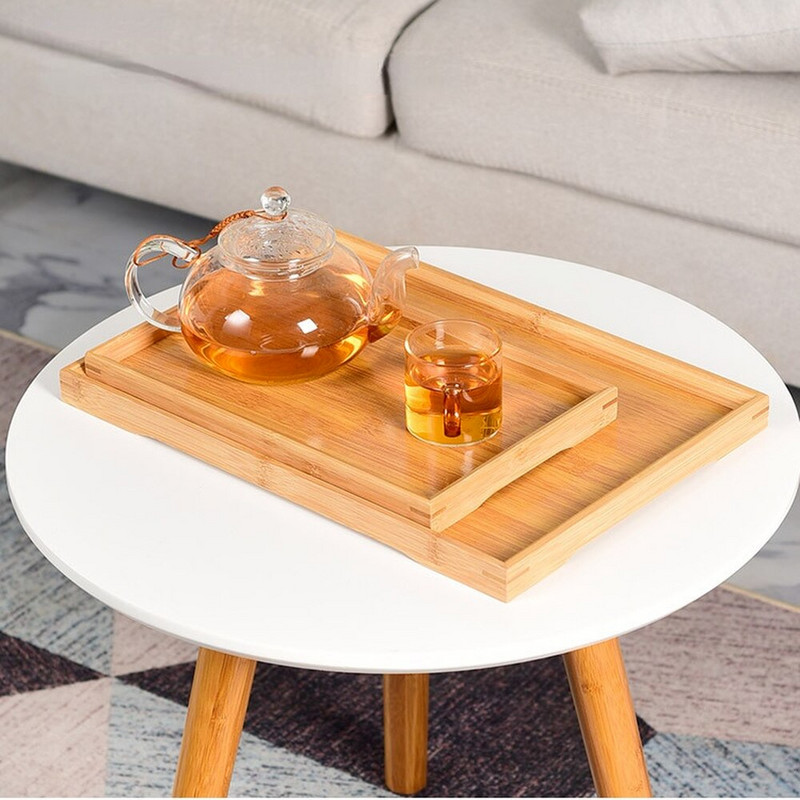 Tavă de ceai din bambus solid 50x38cm Set de tăvi pentru restaurant, hotel, acasă, tavă de servire din lemn