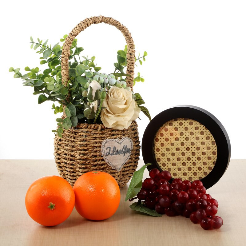 Nešiojamas 15 cm rotango laikymo dėklas Japoniško stiliaus medinių papuošalų laikymo padėklas Šiaurės šalių nuotraukų rekvizitai darbalaukio namų apyvokos apdaila