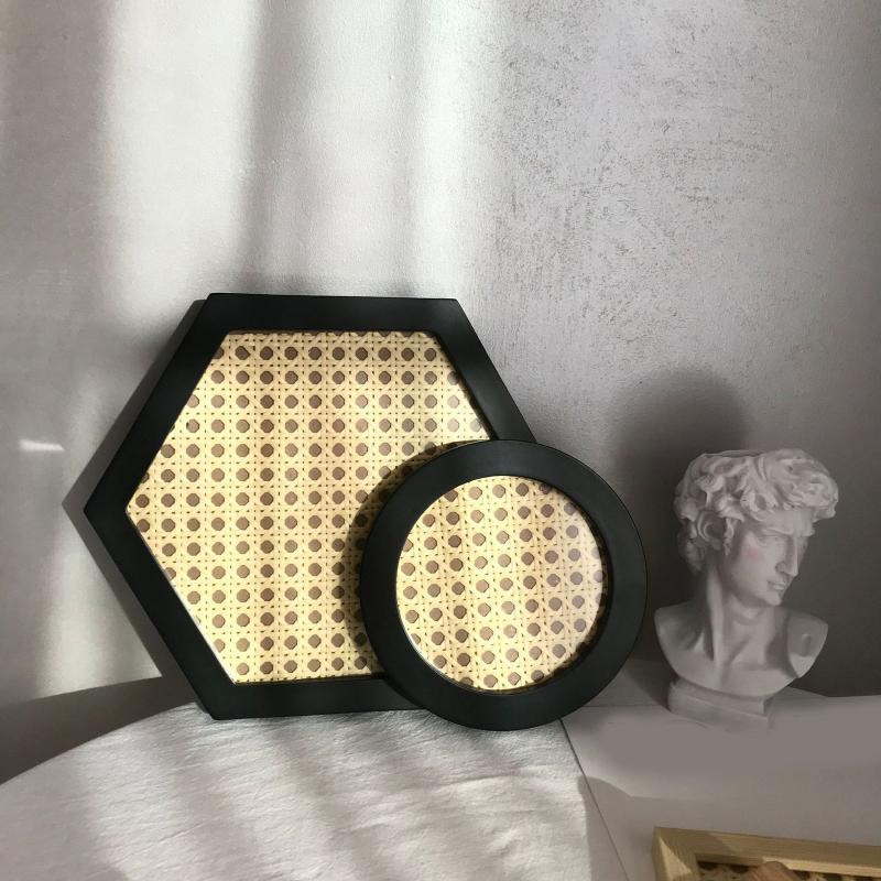 Nešiojamas 15 cm rotango laikymo dėklas Japoniško stiliaus medinių papuošalų laikymo padėklas Šiaurės šalių nuotraukų rekvizitai darbalaukio namų apyvokos apdaila