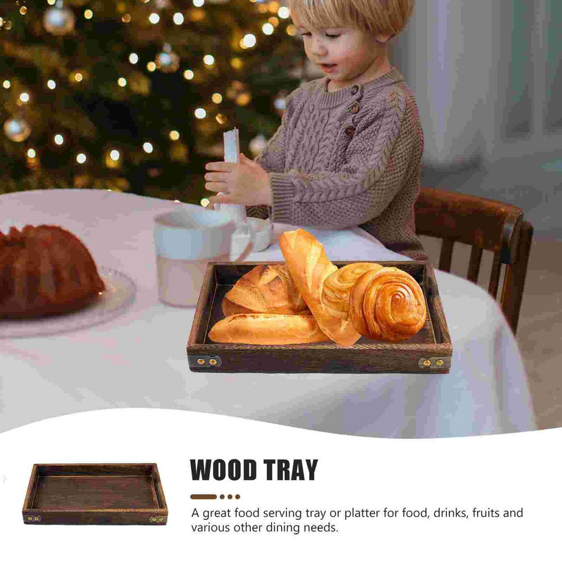 Padėklas patiekimui medinis medinis lėkštės arbatos vaisiai dekoratyviniai padėklai užkandžiai kava pusryčių saugykla Retro stalas kaimiškas lentos pyragas