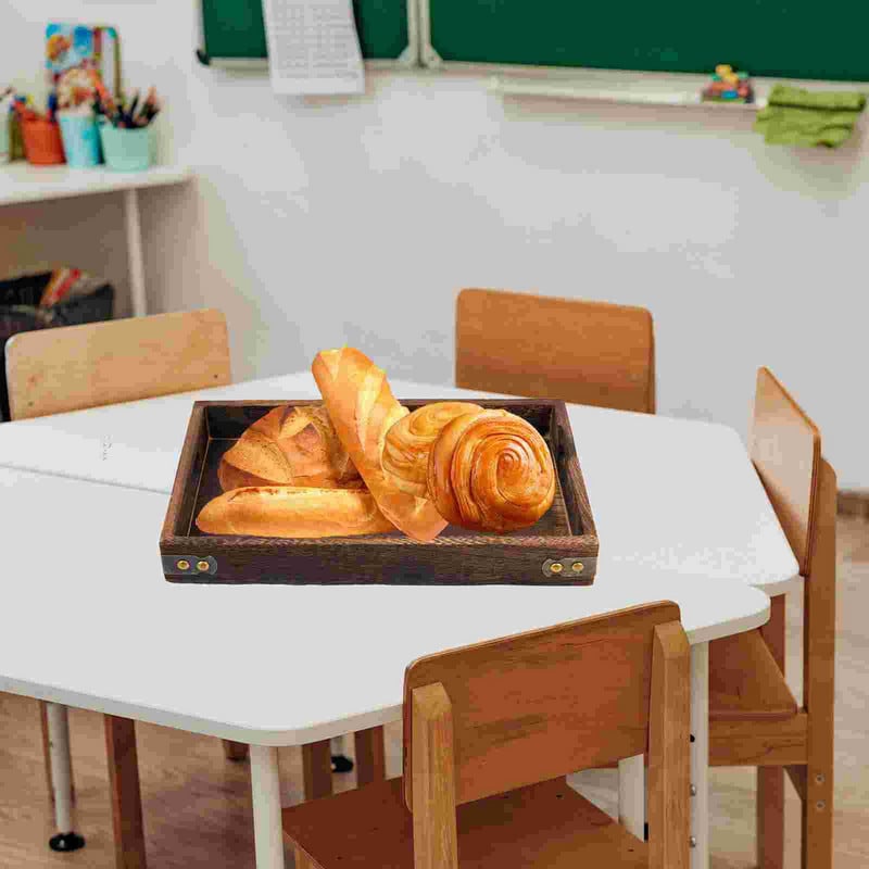 Padėklas patiekimui medinis medinis lėkštės arbatos vaisiai dekoratyviniai padėklai užkandžiai kava pusryčių saugykla Retro stalas kaimiškas lentos pyragas