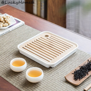Квадратна проста суха тава за чай с накисване Екологична дървена дренажна вода за съхранение Кунг-фу чайна маса Висококачествени инструменти за стая 11UA