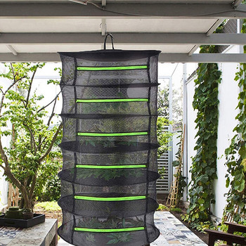 Layers Drying Net Πτυσσόμενο ξηρό ράφι Φύτευσης κρεμάστρα κήπου Αναπνέει Πολυλειτουργικό στεγνωτήριο τσάντα Φυτά Organizer