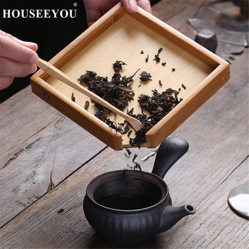Японски креативен правоъгълен бамбуков поднос за чай Kung Fu Puer Чай Чинийка Поднос за съхранение Контейнер Чаена церемония Сервиз за чай Джаджи