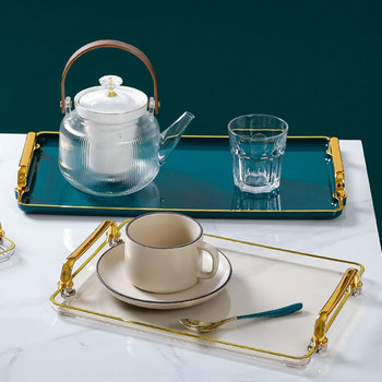 Nordic Drain Държач за чаша Emeralds Палет за съхранение Правоъгълен сервиз за чай Чаша Различни принадлежности Домашна кухня Поднос за сервиране Десертна чиния