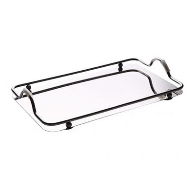 Téglalap alakú tálca fogantyúval Desszert kávé tálaló tálcák Rozsdamentes acél tükör tálca teástál asztal Dekoratív konyhai kellékek