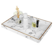 Голям златен ръб Поднос за сервиране Мраморна PU кожа Комплекти за чаши за чай Поднос Кухненска кутия за съхранение Плодове Храна Поставка за чаши Поднос Декорация на дома